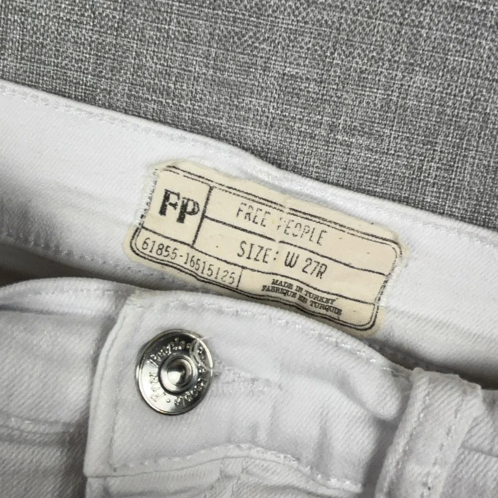 Free People Jeans Womens W 27R White Mid Rise Skinny Distressed Ripped Denim